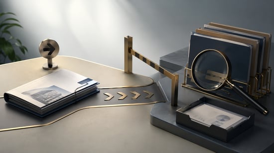 Business documents approaching a review checkpoint, illustrating supplier security assessment during deal progression.