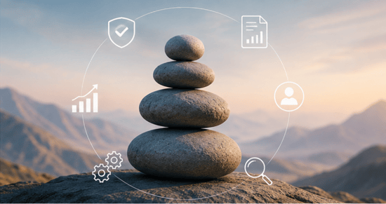 Balanced stones illustrating governance, oversight, and operational control