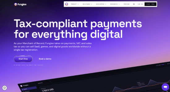 Fungies.io offers tax-compliant payments for SaaS and digital product services and solutions.