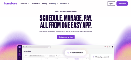 Homebase schedule manage and pay