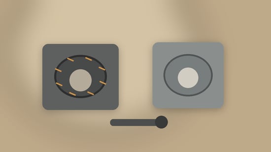 A heavily repaired mechanical component beside a clean replacement part, representing a workaround versus a permanent fix.