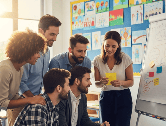 Teachers discussing how to funraise for their school