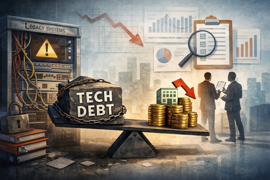 Legacy systems, diligence review, and valuation pressure in an insurance technology context