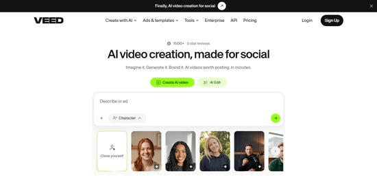 Veed IO AI video creation for social people