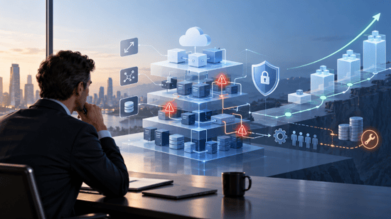 Investor reviews startup technology architecture, cybersecurity risks and scalability before a Series B funding decision.