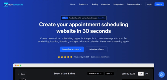 Day Schedule allows you to create an appointment sheduling website in 30 seconds