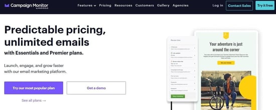 Campaign Monitor offers predictable pricing and unlimited emails