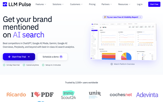 LLM Pulse: Best for agencies needing white-label AI visibility