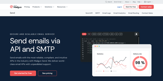 Use Mailgun to send email via API and SMTP